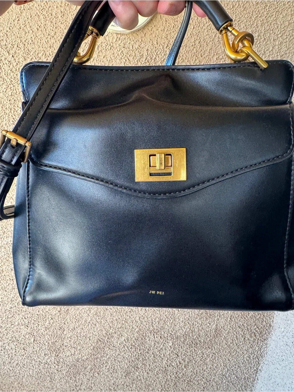 JW PEI Black Satchel with Gold Hardware